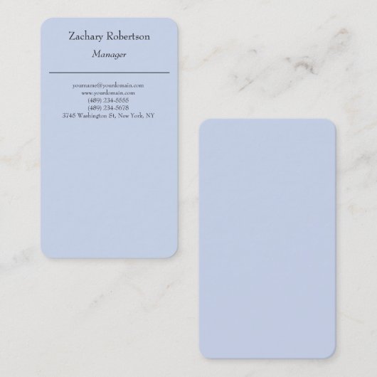 モダントレンディープレーンシンプルミニマル青 名刺 (正面/裏面)