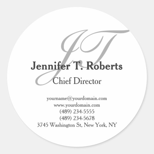 モダントレンディープレーン灰色のスクリプトモノグラム ラウンドシール (正面)