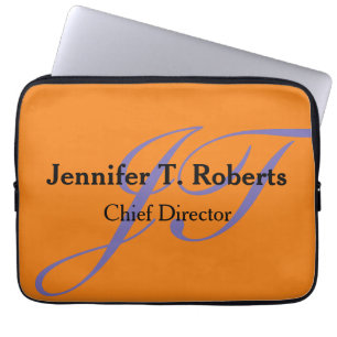 モダントレンディープレーン灰色のスクリプトモノグラム ラップトップスリーブ