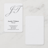 モダントレンディープレーン灰色のスクリプトモノグラム 名刺 (正面/裏面)