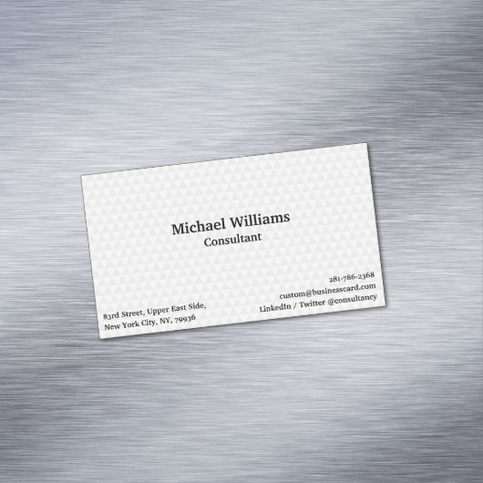 モダントレンディーホワイトジオメトリックパターエレガントンシック マグネット名刺 (インサイチュ)