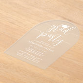 モダントレンディーホワイトスクリプトグラッドパーティー半透明 アクリル招待状 (レイダウン)