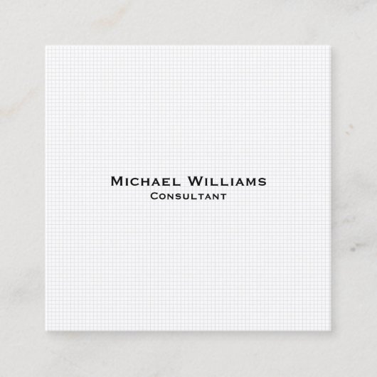 モダントレンディーホワイトチェックミニマルプロフェッショナル スクエア名刺 (正面)