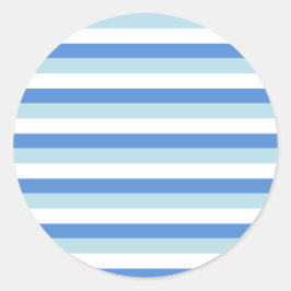 モダントレンディーホワイトブルーストライプパターン ラウンドシール