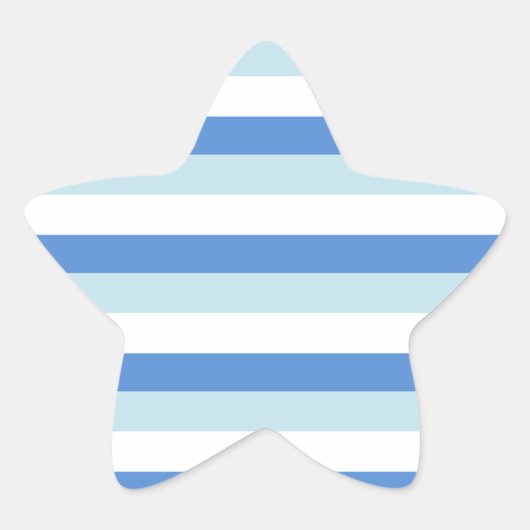モダントレンディーホワイトブルーストライプパターン 星シール (正面)