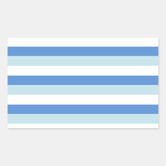 モダントレンディーホワイトブルーストライプパターン 長方形シール (正面)