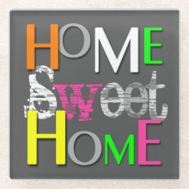 モダントレンディーホーカラフルムスイートホーム ガラスコースター