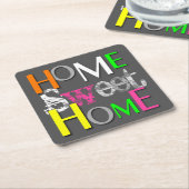 モダントレンディーホーカラフルムスイートホーム スクエアペーパーコースター (アングル)