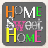 モダントレンディーホーカラフルムスイートホーム スクエアペーパーコースター (正面)