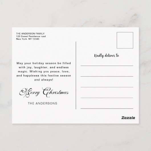 モダントレンディーミニマル、クリスマスファミリー写真 ポストカード (裏面)