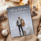 モダントレンディーミニマル、クリスマスファミリー写真 ポストカード