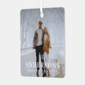 モダントレンディーミニマル、クリスマスファミリー写真 メタルオーナメント (正面左)
