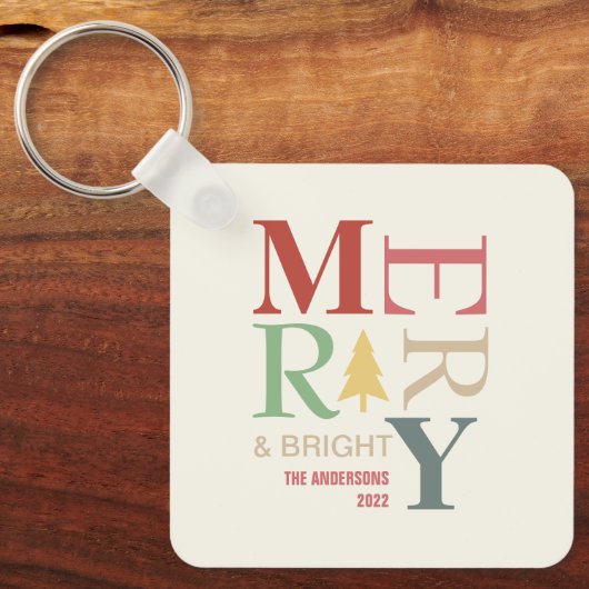 モダントレンディーメリーと明るいミニマルカラフルリスト キーホルダー (正面)