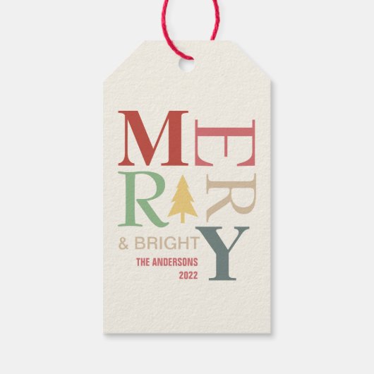 モダントレンディーメリーと明るいミニマルカラフルリスト ギフトタグ (裏面)