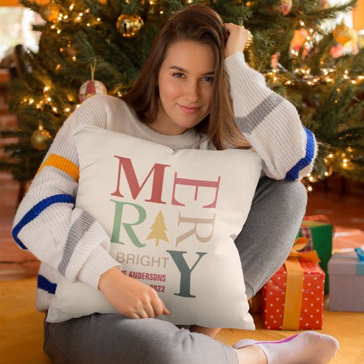 モダントレンディーメリーと明るいミニマルカラフルリスト クッション