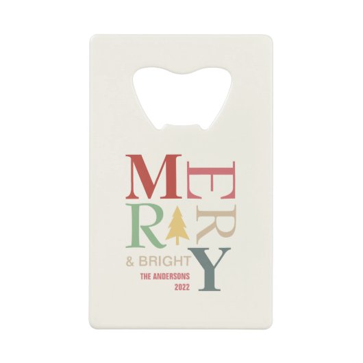 モダントレンディーメリーと明るいミニマルカラフルリスト クレジットカード栓抜き (正面)