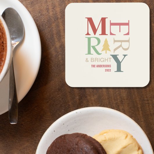 モダントレンディーメリーと明るいミニマルカラフルリスト コースター