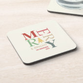 モダントレンディーメリーと明るいミニマルカラフルリスト コースター (左側)