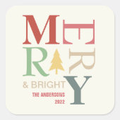 モダントレンディーメリーと明るいミニマルカラフルリスト スクエアシール (正面)