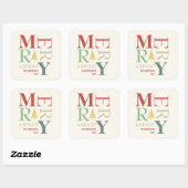 モダントレンディーメリーと明るいミニマルカラフルリスト スクエアシール (シート)