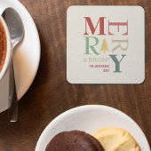 モダントレンディーメリーと明るいミニマルカラフルリスト スクエアペーパーコースター