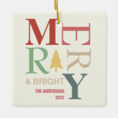 モダントレンディーメリーと明るいミニマルカラフルリスト セラミックオーナメント (正面)