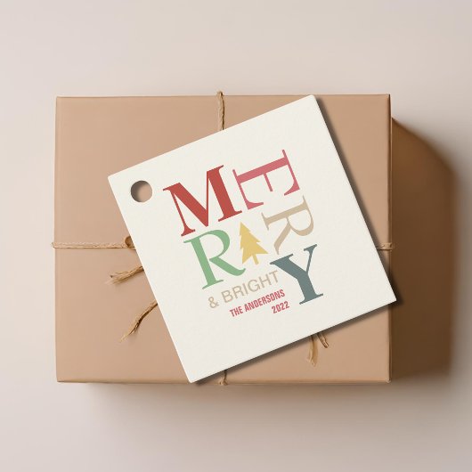 モダントレンディーメリーと明るいミニマルカラフルリスト フェイバータグ