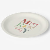 モダントレンディーメリーと明るいミニマルカラフルリスト ペーパープレート (アングル)