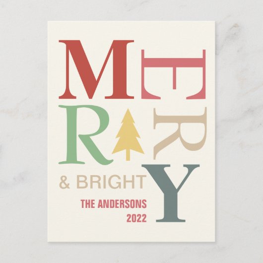 モダントレンディーメリーと明るいミニマルカラフルリスト ポストカード (正面)