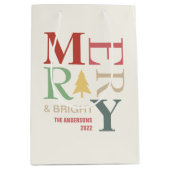 モダントレンディーメリーと明るいミニマルカラフルリスト ミディアムペーパーバッグ (正面)