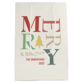 モダントレンディーメリーと明るいミニマルカラフルリスト ミディアムペーパーバッグ (裏面)