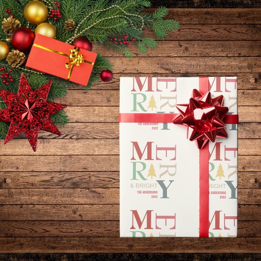 モダントレンディーメリーと明るいミニマルカラフルリスト ラッピングペーパー