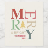 モダントレンディーメリーと明るいミニマルカラフルリスト ワインラベル (シングルラベル)