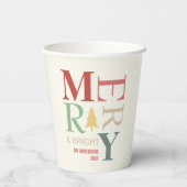 モダントレンディーメリーと明るいミニマルカラフルリスト 紙コップ (裏面)