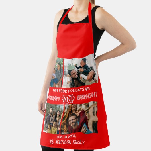 モダントレンディーメリーと明るい家族の写真 エプロン (インサイチュ)