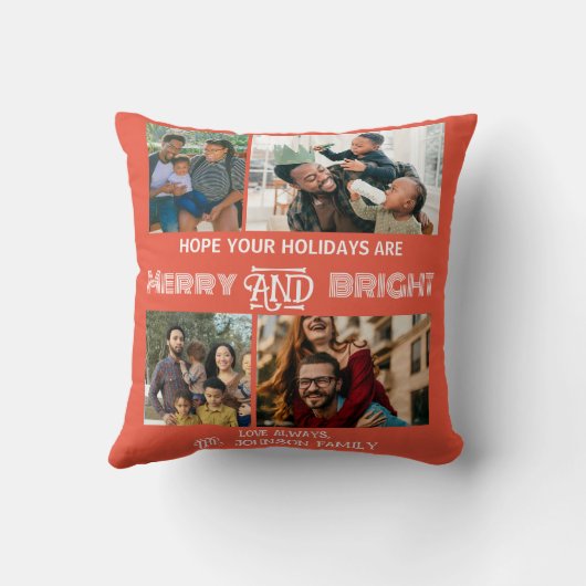 モダントレンディーメリーと明るい家族の写真 クッション (裏面)