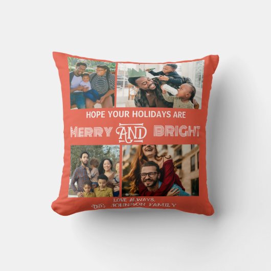 モダントレンディーメリーと明るい家族の写真 クッション (正面)