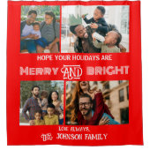 モダントレンディーメリーと明るい家族の写真 シャワーカーテン (正面)