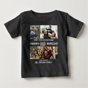 モダントレンディーメリーと明るい家族の写真 ベビーTシャツ