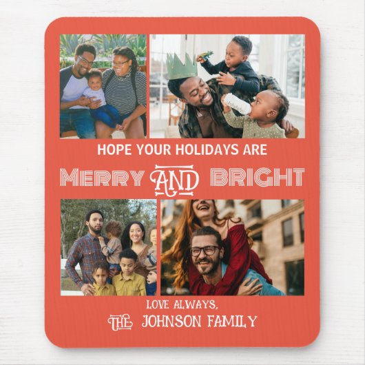 モダントレンディーメリーと明るい家族の写真 マウスパッド (正面)