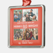 モダントレンディーメリーと明るい家族の写真 メタルオーナメント (左)