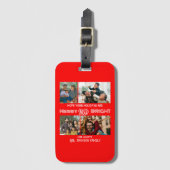 モダントレンディーメリーと明るい家族の写真 ラゲッジタグ (正面縦)