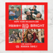 モダントレンディーメリーと明るい家族の写真 ワインラベル (シングルラベル)