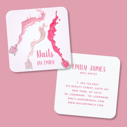 モダントレンディーユニークプロフェッショナル爪、 ネイルスパサロン スクエア名刺