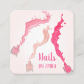 モダントレンディーユニークプロフェッショナル爪、 ネイルスパサロン スクエア名刺 (正面)