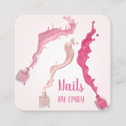 モダントレンディーユニークプロフェッショナル爪、 ネイルスパサロン スクエア名刺 (正面)