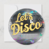 モダントレンディーレッツディスコボール誕生日パーティー 招待状 (正面)