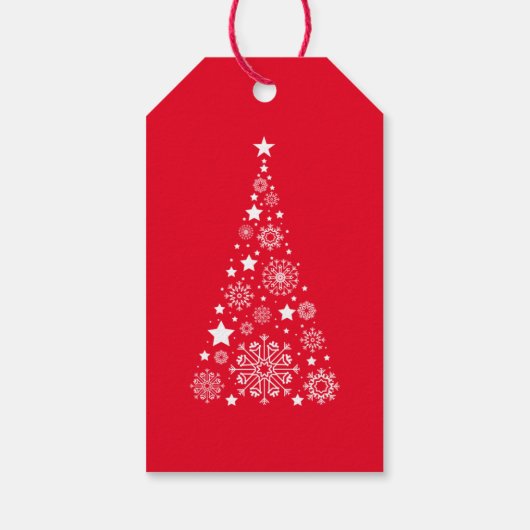 モダントレンディーレッドクリスマスフォトスノーフレーク ギフトタグ (裏面)
