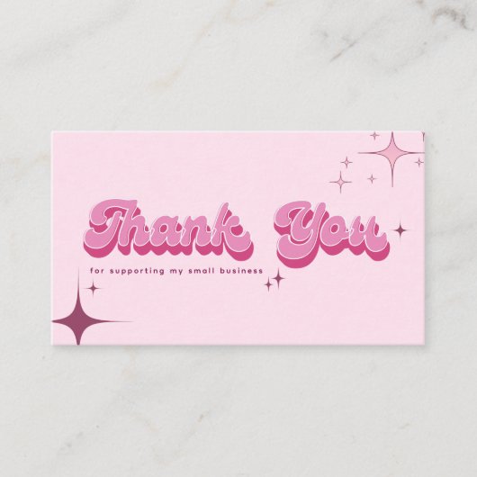 モダントレンディーレトロなピンクのスクリ感謝していック順 名刺 (正面)