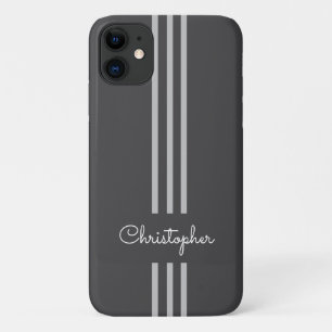 モダントレンディーレースストライプモノグラムの iPhone 11 ケース